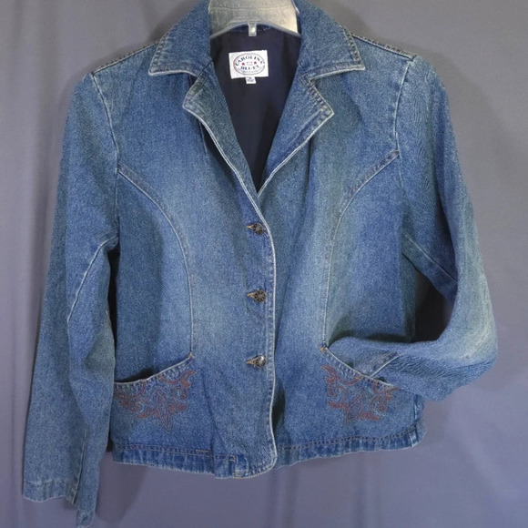 Vtg Carolina Blues Jean Jacket Embroidered Western Rodeo Size Medium 90s Y2K - Picture 1 of 10